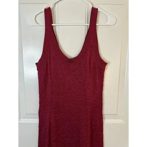 PERUVIAN CONNECTION Pima Cotton Knit Bodycon Textured Red Dress XS Boho Stretch - Picture 9 of 12